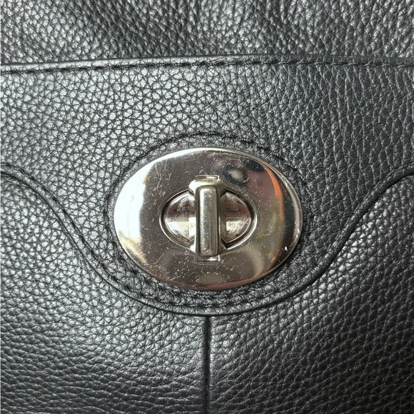 Vintage Coach Penelope Black Pebbled Leather Turnlock Satchel Shoulder Bag - Picture 9 of 15